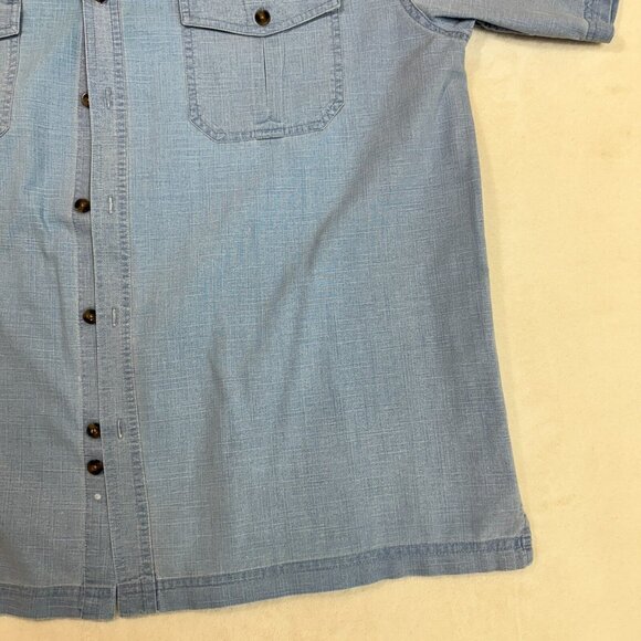 Vintage Penmans Men's L Polo Dress Shirt Light Blue Button Up Short Sleeve - Picture 5 of 12